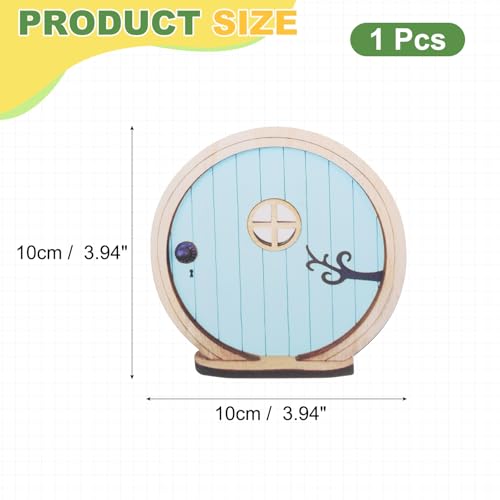 Fairy Garden Door Tree Dollhouse Wooden Door Miniature DIY Blue - color: Blue