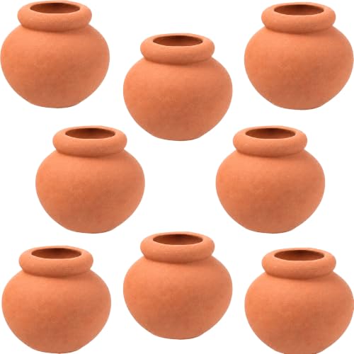 Hiawbon 8 Pcs Miniature Clay Pots Mini Terracotta Pots
