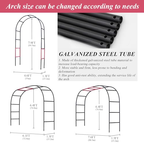 Thickened Tube Garden Arch Trellis - Metal Garden Arbor for Climbing Plants