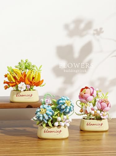 Elegant Dahlia Mini Flower Potted Bonsai Building Toy - style: Elegant Dahlia
