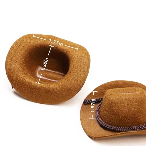 Dollhouse Cowboy Hat, Miniature Cowboy Hat, 1:6 Scale Miniature Soft Cowboy, Mini Hat, Brown/Black, American Old West Hat, for Dollhouse Craft Supplies (2PCS) (Brown) - color: Brown