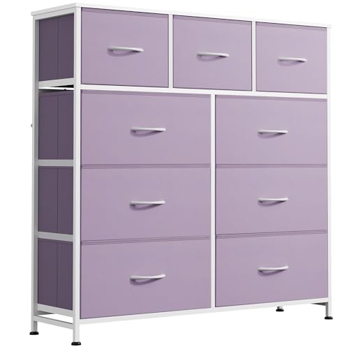 WLIVE Tall Dresser for Bedroom, 9 Drawer Chest of Drawers, Purple - color: Purple