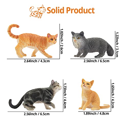 Toymany 8PCS Grey & Orange Cat Figurines Set, Realistic Cat Figures Kitten Toys, Cat Cake Toppers Easter Egg Birthday Gift for Kids Children - style: B-Cats