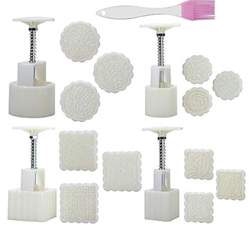 4 Sets 12 Pcs Mode Mooncake Fodant Gift DIY Moon Cake Mold (12)