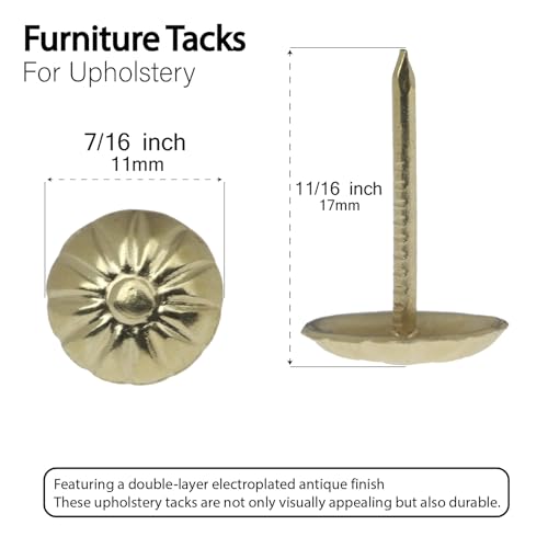 Upholstery Tacks for Furniture Upholstery Nails Tacks for Decorative 100Pcs - color: Gold_flower