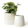 LA JOLIE MUSE Ceramic Plant Pots, Flower Pots for Indoor Plants, Set of 2 - color: Beige & White