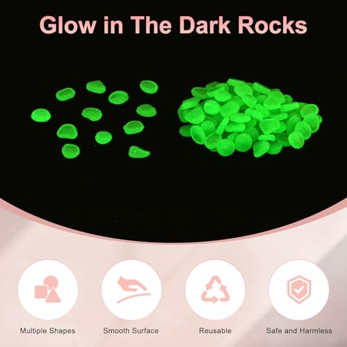 M METERXITY 1000-Pack Glow in The Dark Rocks, 0.43" Resin Outdoor Garden Decorations Luminous Pebbles Stones for Garden Plants/Aquarium/Backyard Path, Aquarium Gravel [Cyan] - color: Cyan
