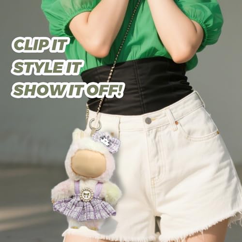 Clothes for LABUBU 17cm Doll (NO Doll),Outfit for LABUBU,Dress and Hairpin Set for LABUBU Dress Up,Accessories for LABUBU - color: Purple