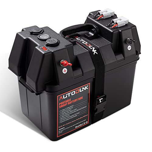 Smart Battery Box 12V - with QC3.0 /PD Type-C Port/CIG Socket/Anderson Plug/Digital Voltmeter/Circuit Breaker for RV Van SUV ATV Camper Truck Car(Battery not Include)