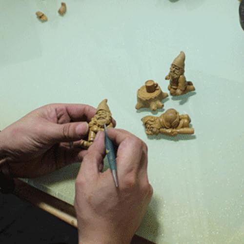 Miniature Garden Gnome Set with Campfire, 4 Piece Outdoor Indoor Decorative Resin Figurines, Sleeping Dwarfs for Yard Patio Lawn, 1.18-2.72 Inch - color: 4 Pcs Gnomes Campfire Set