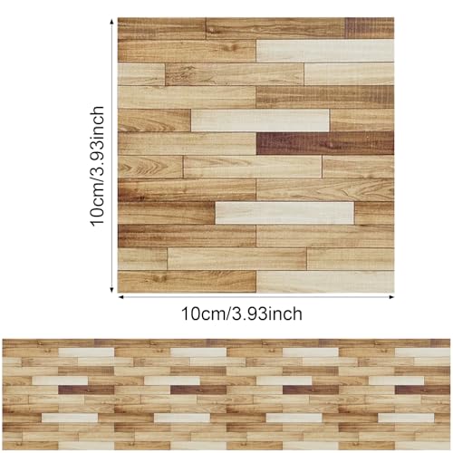 16 PCS Miniature Mini House Floor Tiles Self Adhesive Floor Tiles Faux 3D Brick Wall Paper Sticker for Mini House Decoration, 3.94 Inch, Simulated Wood - color: Simulated Wood