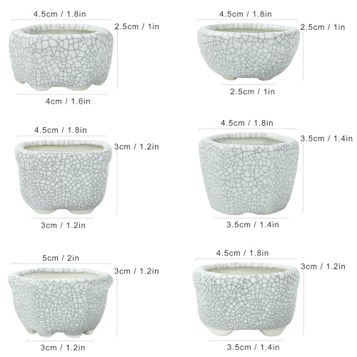 Bonsai Planter 1.8 inch (4.5cm) Mini Succulent Glazed Pots Set of 18 Gray White - color: Gray White