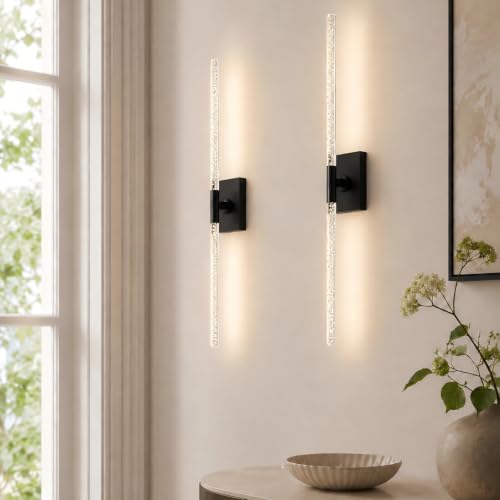 Crystal Bubble Rechargeable Wall Sconces Set of 2, Wireless Modern Lights - color: Black Crystal Bubble