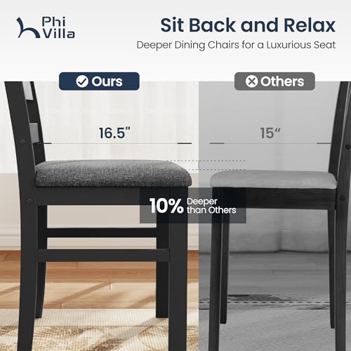 PHI VILLA Dining Table Set for 4, Marble Design Kitchen Table and Chairs - color: Venatino White Marble&gray