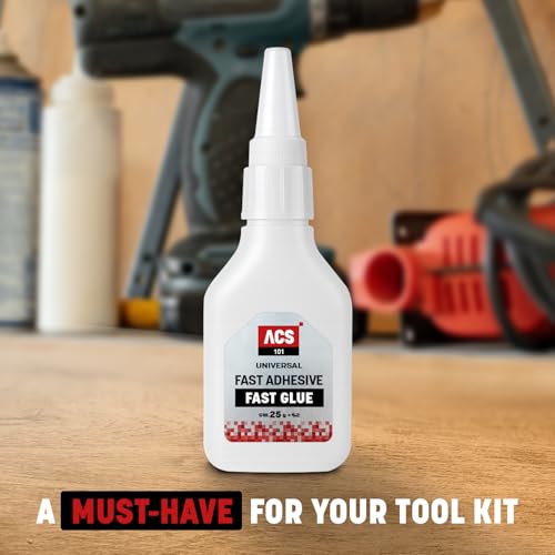ACS Universal Thin Glue 1oz (25g) - Ultra-Fast Drying Fast Glue Gel for Wood, Leather, Rubber, Plastic & More - Precision Low Viscosity Adhesive - size: Fast Glue Gel