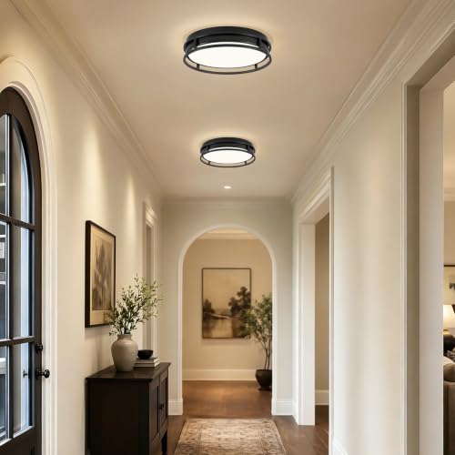 Modern Flush Mount Ceiling Light, Black Dimmable Ceiling Light Fixture - color: Black, size: 12.6in
