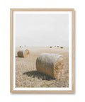 HesenDot Farmhouse Round Hay Bale Natural OAK Wood Framed Wall Art, 12x16in - color: Framed Hay Bales