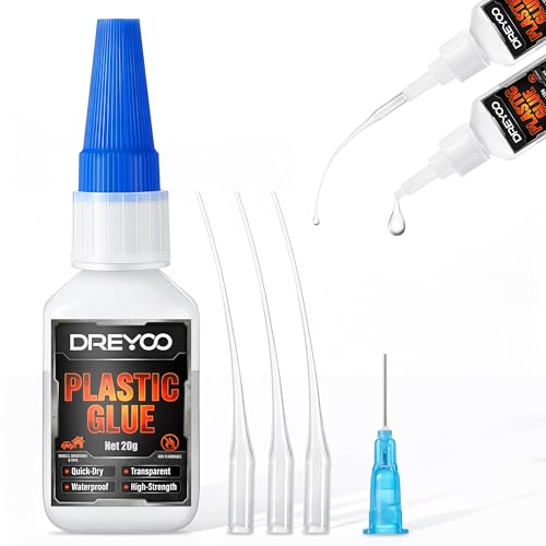 Dreyoo 20g Plastic Model Glue for Miniature with 3 Syringes,1 Needle