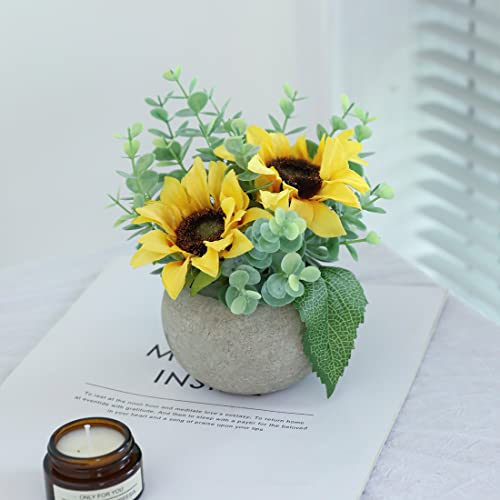 Yellow Small Artificial Rose Potted Plant, Mini Faux Floral Decor - color: Yellow