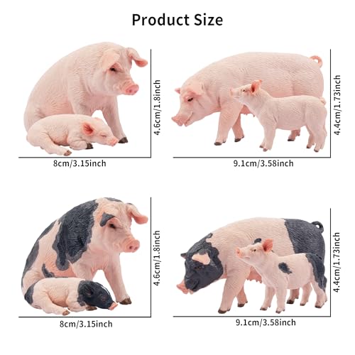 Toymany 8PCS Realistic Pig Figurines Set, Plastic Pig Figures Farm Animals Toys, Birthday Christmas Toy Gift for Kids Toddlers - style: 8PCS Pig