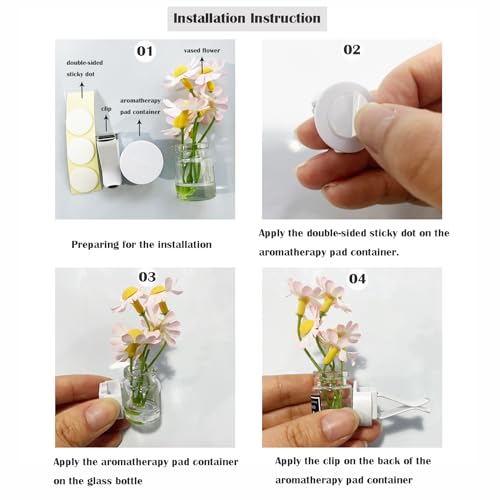 Set of 4 Cute Flower Bouquet Car Air Freshener Vent Clips, Mini Artificial Flowers for Car Air Vent Decoration, Auto Interior Dashboard Ornament Accessories - color: Mixed