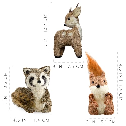 AuldHome Design Woodland Friends Figurines (Set of 3, Deer/Raccoon/Squirrel); Forest Animals Decor for Fall, Christmas, Winter and Themed Decor or Parties - size: Deer / Raccoon / Squirrel