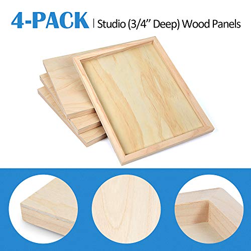 Falling in Art 4 Pack 11x14’’ Unfinished Birch Wood Panels Kit for Painting - size: 11'' x 14'' Studio