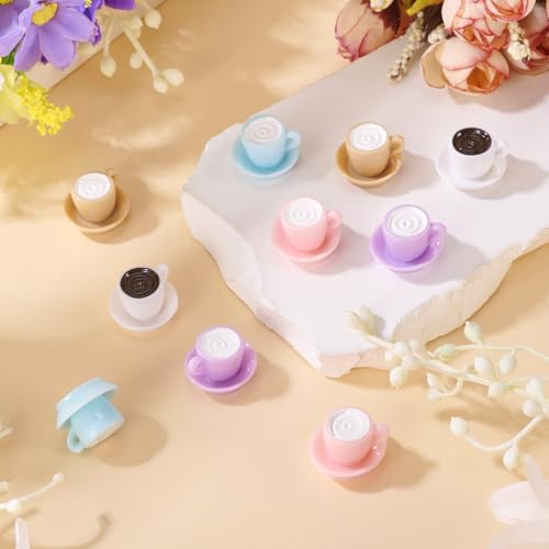 FASHEWELRY 10Pcs Mini Coffee Cup Miniature Ornaments 3D Imitation Tea Mugs Drink Cup Micro Landscape Decoration Dollhouse Accessories Model for Kitchen Tableware House Decor - color: Mixed Color-coffee Cup