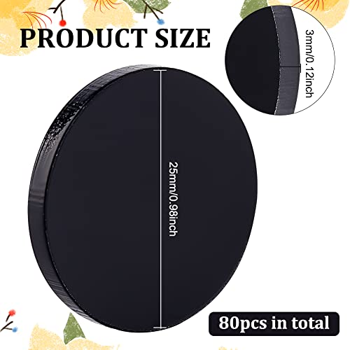FINGERINSPIRE 80 Pcs Black Circles Acrylic Sheet 1" Circular Miniature Bases 3mm Thick Blanks Action Figure Display Base Round Acrylic Base for Miniatures Wargame Halloween Christmas Craft Keychain - color: Black