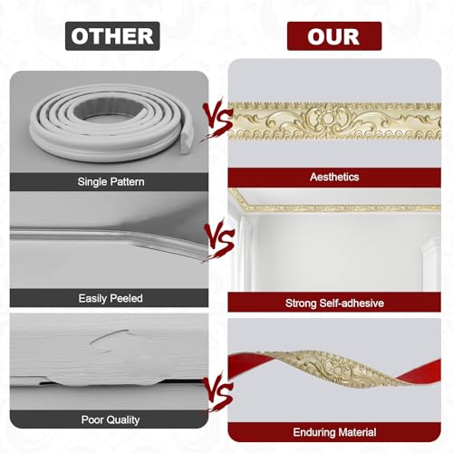 Storystore Molding Trim Wall Trim, 1.4 in x 19.7 FT Peel and Stick Wall Molding for Mirror Frames, Furniture, Ceiling Decor (Champagne Gold) - color: Champagne Gold