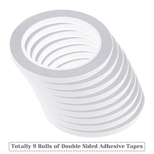 cridoz Double Sided Adhesive Tape, 9 Rolls Double-Side Craft Tape for Card Making, Scrapbooking, DIY Crafts and Office School Stationery Supplies (1/4 Inch, 25 Yards Per Rool) - size: 1/4 inch x 25 yards