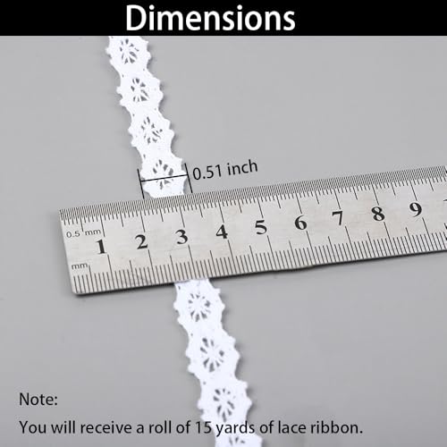 15 Yards Cotton Lace Ribbon, 0.51 Inch Wide - color: White Crochet Mesh