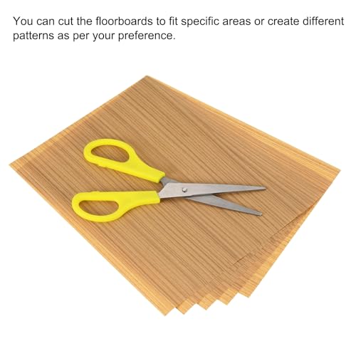 MECCANIXITY Dollhouse Floorboards 8.3 Inch x 5.8 Inch Teak Wood Veneer Dollhouse Flooring for Dollhouse Floor Wall Pack of 5 Pcs
