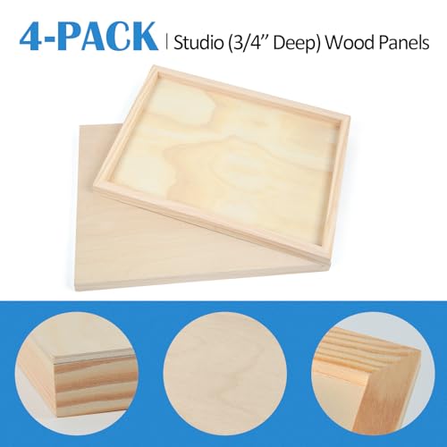 Falling in Art 4 Pack 5x5’’ Unfinished Birch Wood Panels Kit for Painting - size: 5'' x 5'' Studio