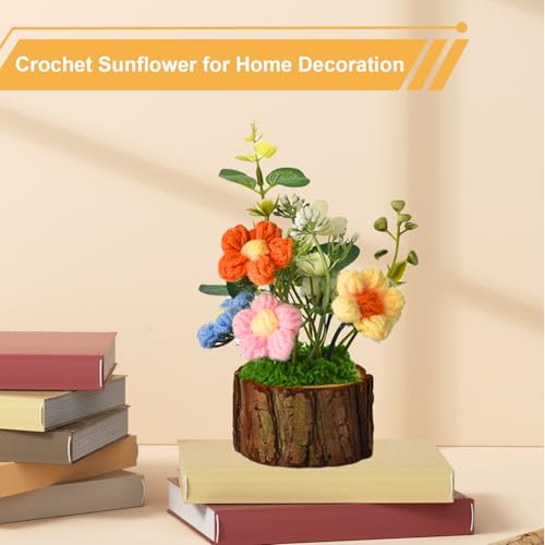 Adorable Crochet Puff Flowers Bouquet for Women/Teacher Desk Decora Gift - color: Puff