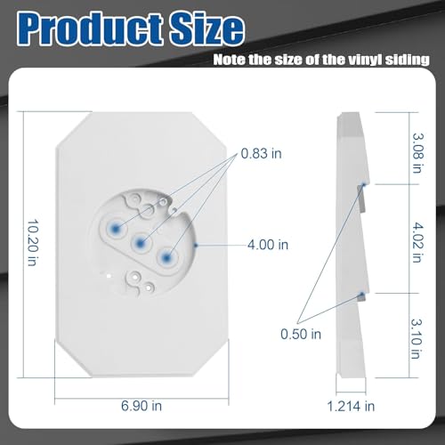 3 Pack Vinyl Siding Mounting Blocks for 1/2" Lap Double and 4" Siding - color: Rectangle White, size: 3 pack