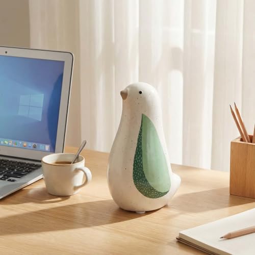 Ceramic Bird Figurine Large Green Leaf Bird Statue Tabletop Decor 5.1 Inch - color: Large Bird