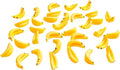 30Pcs Yellow Mini Plastic Artificial Bananas 1/12 Scale Dollhouse Accessories, Realistic Miniature Fruit Models for Fairy Garden Kitchen Decor & DIY Crafts