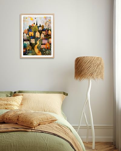 HesenDot Gustav Klimt Style Framed Wall Art,12x16in Natural OAK Wood - color: Framed Klimt Moon Tree