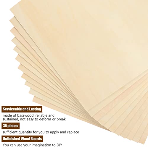 Riakrum Basswood Sheets Plywood Board Unfinished Wood Boards for Crafts for DIY Laser Projects Architectural Mini House Building Hobby Model Making(12 x 12 x 1/16 Inch,36) - size: 12 x 12 x 1/16 Inch