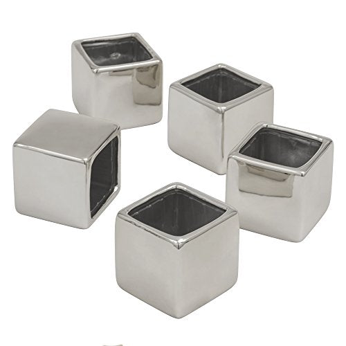 Ivy Lane Design Mini Flower Pots Party Favors, Silver, Set of 5 - color: Silver, size: Square