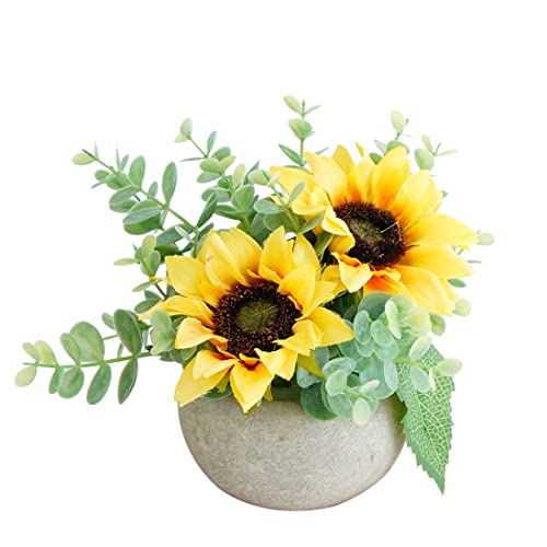 Yellow Small Artificial Rose Potted Plant, Mini Faux Floral Decor - color: Yellow