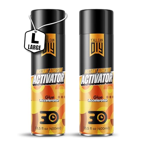 Super Glue Activator Spray (2 x 13.5 fl oz) – CA Glue Accelerator Spray, Fast-Drying Cyanoacrylate Activator for Instant Bonding on Wood, Plastic, Metal & DIY Repairs - size: 2 Pack