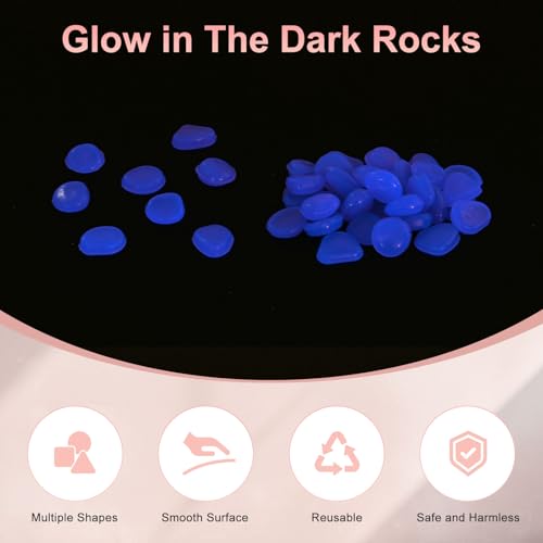 M METERXITY 200-Pack Glow in The Dark Rocks, 0.79" Resin Outdoor Garden Decorations Luminous Pebbles Stones for Garden Plants/Aquarium/Backyard Path, Aquarium Gravel [Violet] - color: Violet