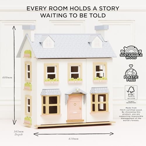 Le Toy Van Mayberry Manor 3 Storey Doll House - color: White and Blue