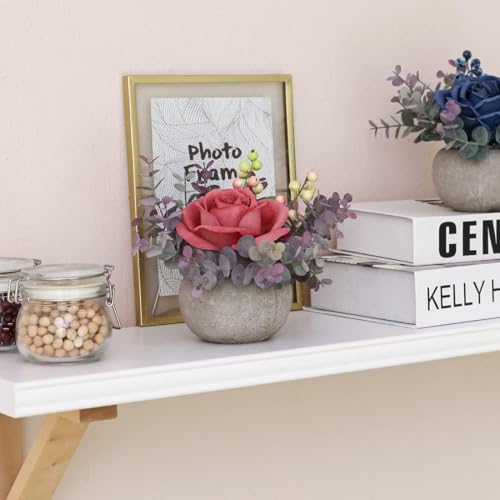 Small Artificial Pink Rose Potted Plant, 2 Pcs Mini Faux Decor - color: 2pcs Pink