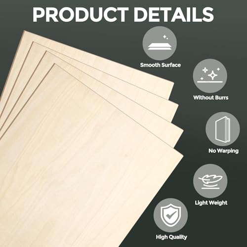 15 Pack Basswood Sheets, 12"x16"x1/8" Basswood for Laser Cutting - size: 15Pack 12"x16"x1/8"