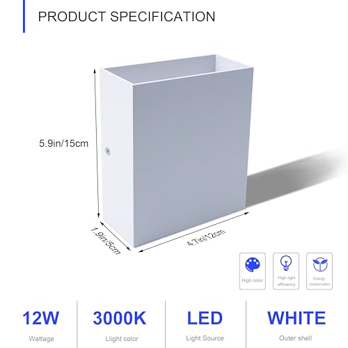 KICAAO LED Wall Sconces 4 Pack, 12W Wall Light, White Warm Light 3000K - color: White Warm Light 3000K-4PCS