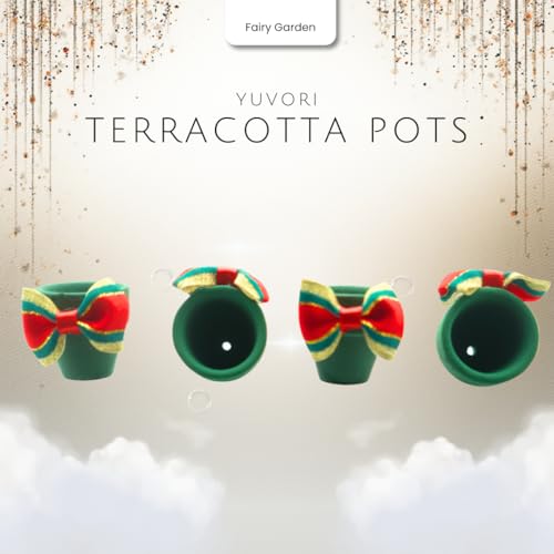 Mini Terracotta Pots – Small Clay Flower Pots for Succulents, Cactus, DIY Crafts, Fairy Garden, Miniatures, School Projects, Mini Planters - Set of 30 (Bow Accent, 1.2 Inch) - size: 1.2 Inch, style: Bow Accent