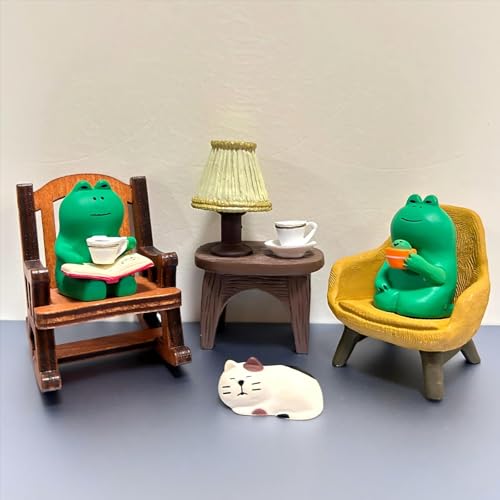 Mini Frog Figurines Set, Cute Home Office Desk Decor, 6 Pieces, Small Frog Set for Dashboard Ornaments and Fairy Garden Decor, Funny Gifts for Frog Lovers - style: Frog Set of 6